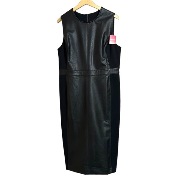 chinese dress ladies Spanx Dresses | Spanx Leather-Like Combo Sheath Dress | Color: Black | Size: L main image 1